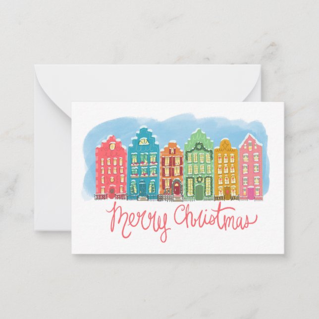 Cartes de Noël avec un quartier joliment coloré (Devant)