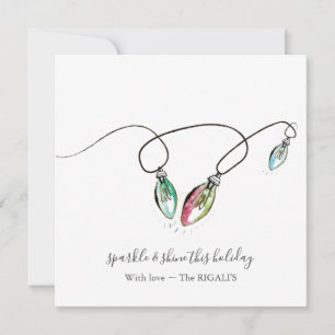 Cartes de Noël avec une chaîne de lumières moderne