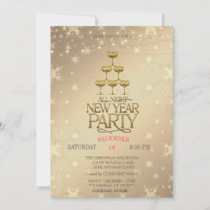 Cartes de Noël avec verres à champagne dorés 