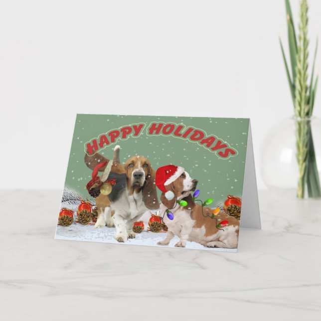 Cartes de Noël Basset Ho Ho Ho (Devant)