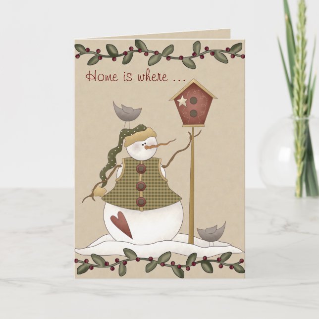 Cartes de Noël Country Snowman (Devant)