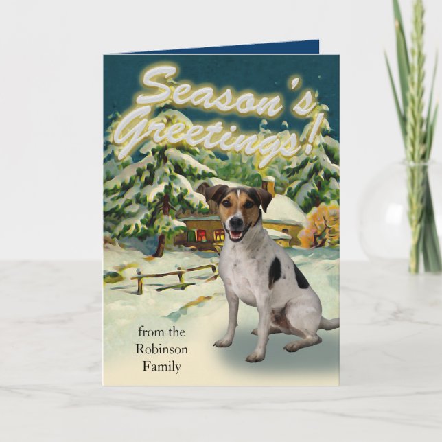 Cartes de Noël de cabine de neige de Jack Russell (Devant)