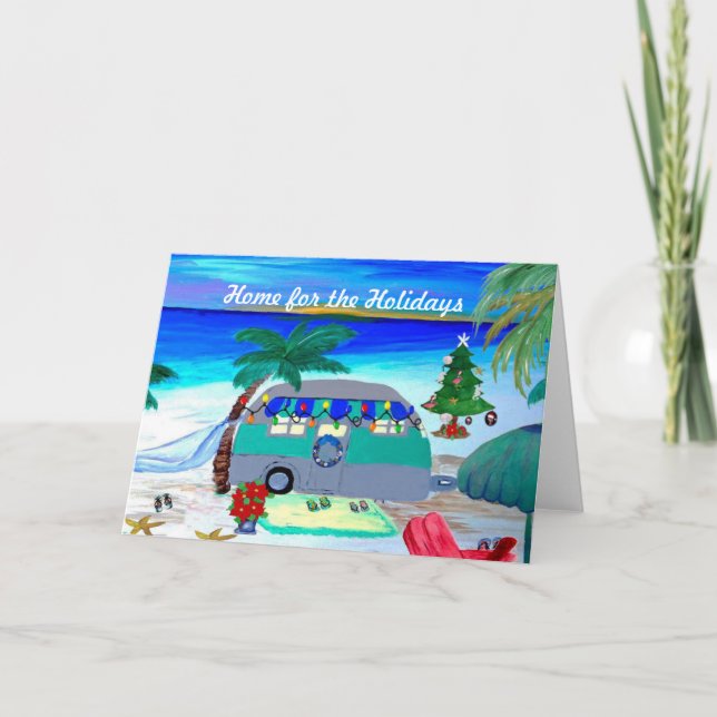Cartes de Noël de camping-car Air stream par la pl (Devant)