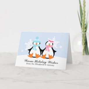 Cartes de Noël de couples de pingouin