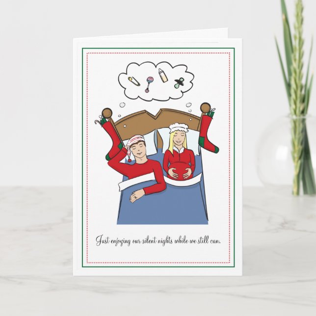 Cartes de Noël de Grossesse - BLONDE Silence Night (Devant)