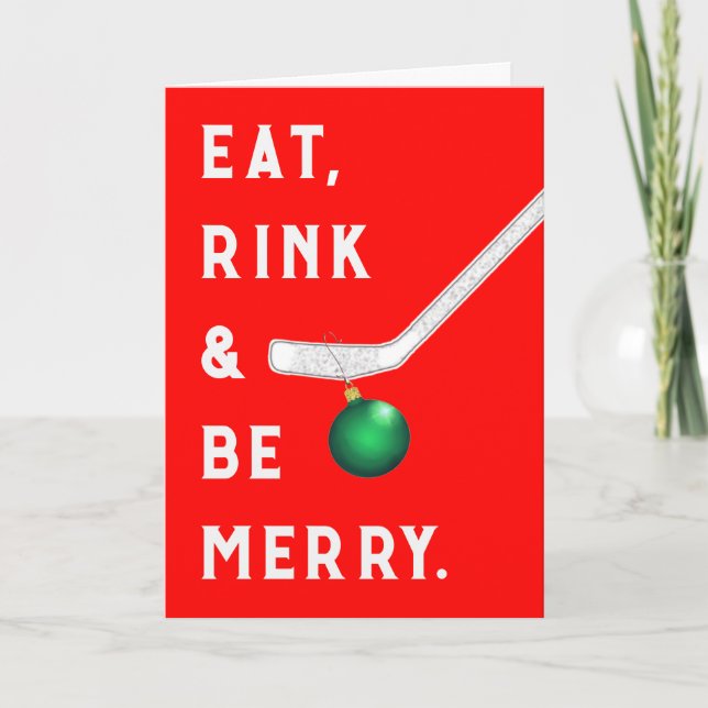 Cartes de Noël de hockey amusant (Devant)