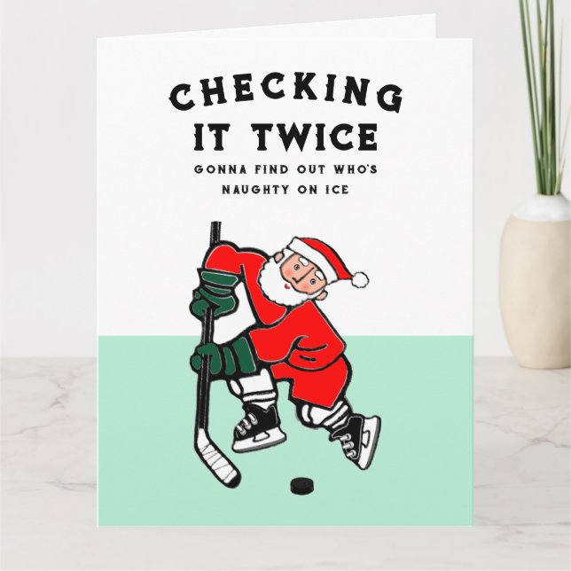 Cartes de Noël de hockey amusant (Devant)