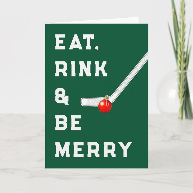 Cartes de Noël de hockey amusant (Devant)