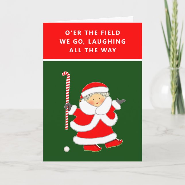 Cartes de Noël de hockey sur gazon amusantes (Devant)