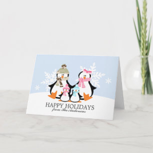 Cartes de Noël de la famille des pingouins militai