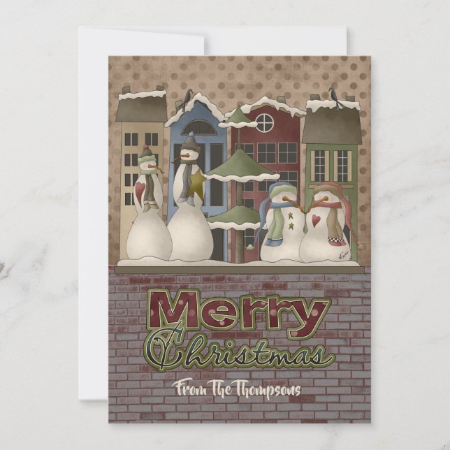 Cartes de Noël de la famille Snowman (Devant)