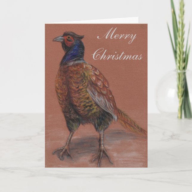 Cartes de Noël de la faune britannique de faisan (Devant)