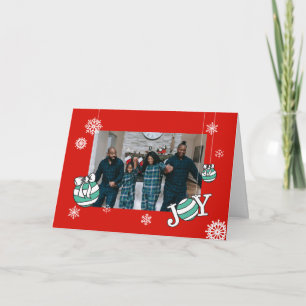 Cartes de Noël de l'ornement rouge en ligneNoël