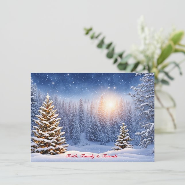 Cartes de Noël de Pays d'Hiver enneigé - Personnal (Debout devant)