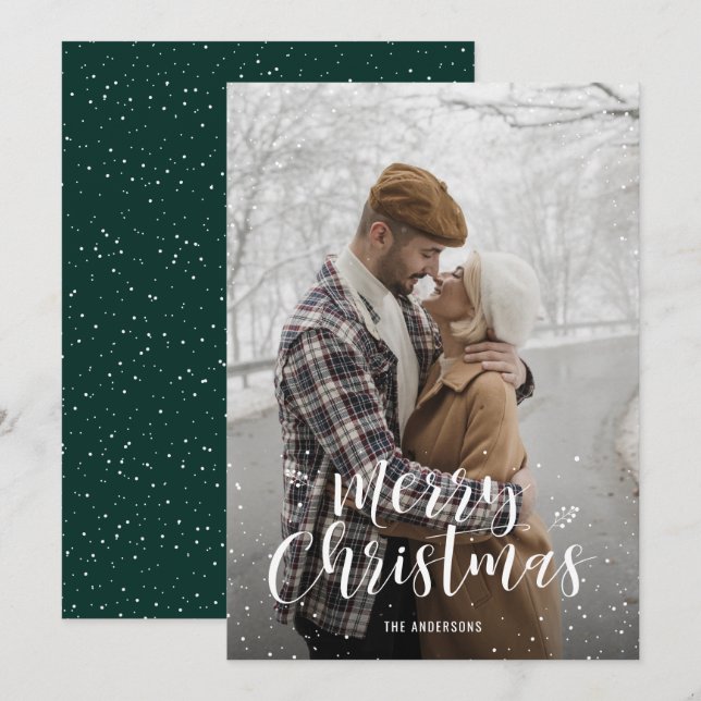 Cartes de Noël de photos de neige Lettrées à la ma (Devant / Derrière)