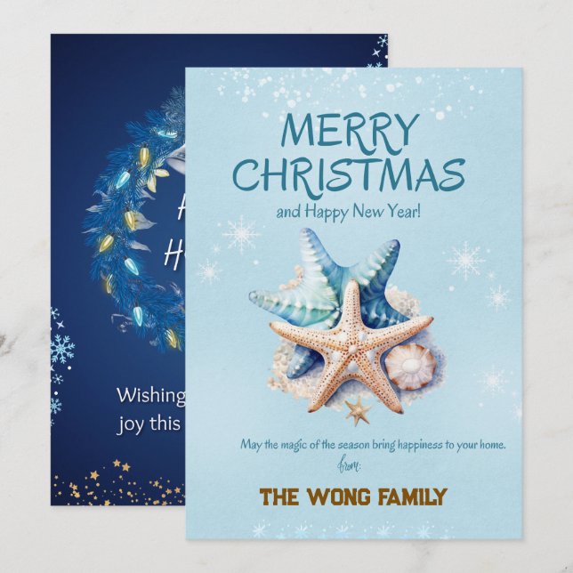 Cartes de Noël de Sea Starfish (Devant / Derrière)