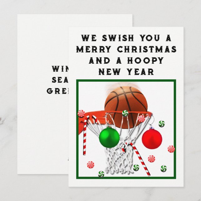 Cartes de Noël de vacances de basket-ball (Devant / Derrière)