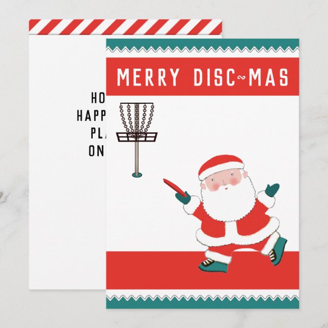 Cartes de Noël de vacances de Disk Golf (Devant / Derrière)