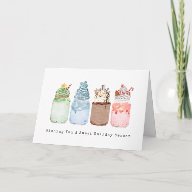 Cartes de Noël de vacances de milkshakes festifs (Devant)