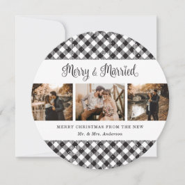 Cartes de Noël des jeunes mariés en noir et blanc