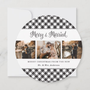 Cartes de Noël des jeunes mariés en noir et blanc