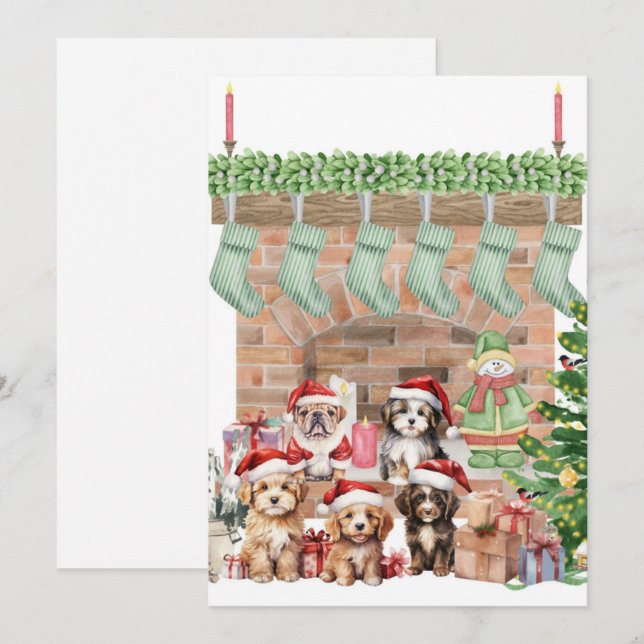 Cartes de Noël des mignonnes chiots (Devant / Derrière)