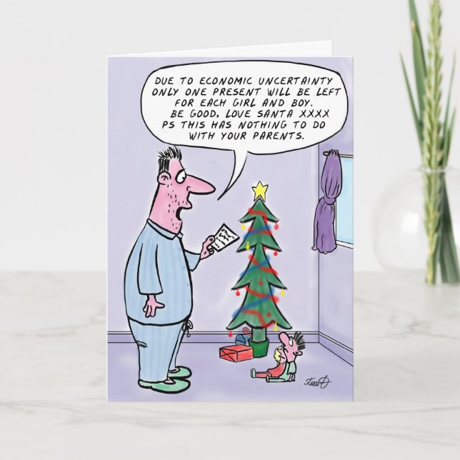 Cartes De Noël Drôle : Serrer La Ceinture (Devant)
