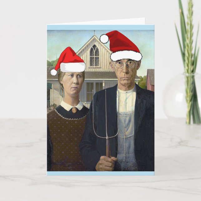 CARTES DE NOËL DRÔLES À L'AMÉRICAINE GOTHIC (Devant)