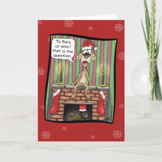 Cartes de Noël drôles : Chien de garde en service (Devant)