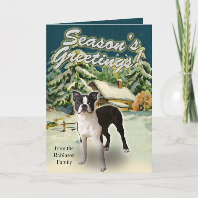 Cartes de Noël du Cabine de neige de Boston Terrie (Devant)