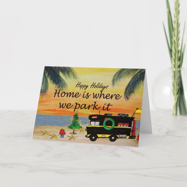 Cartes de Noël du camping-car RV de mon art (Devant)