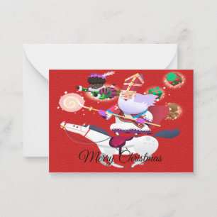 Cartes de Noël du cheval blanc Père Noël Ride