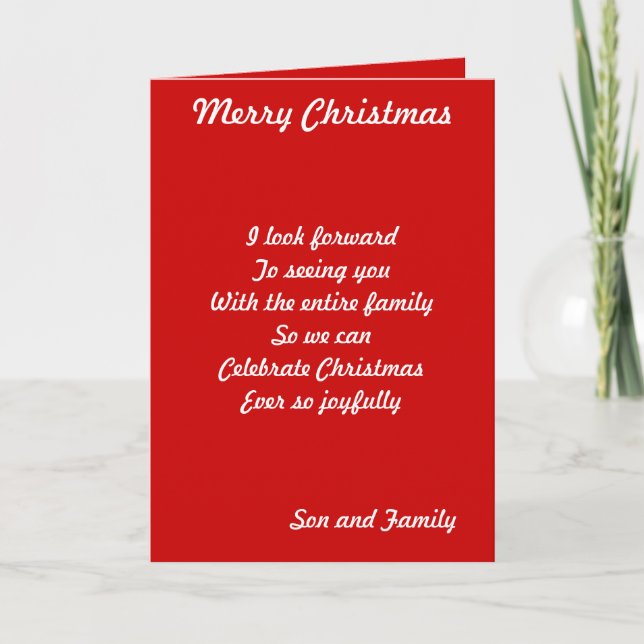 Cartes de Noël du fils et de la famille (Devant)