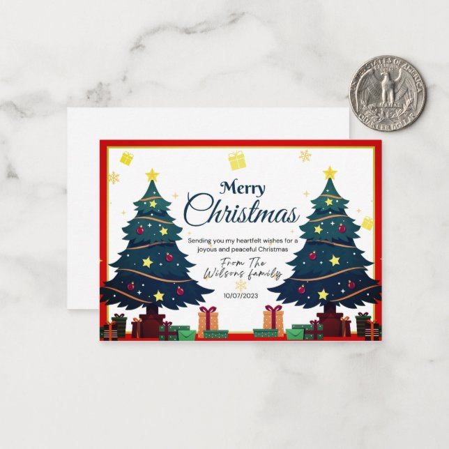cartes de Noël élégantes arbre moderne simple (Devant/Arrière en situation)