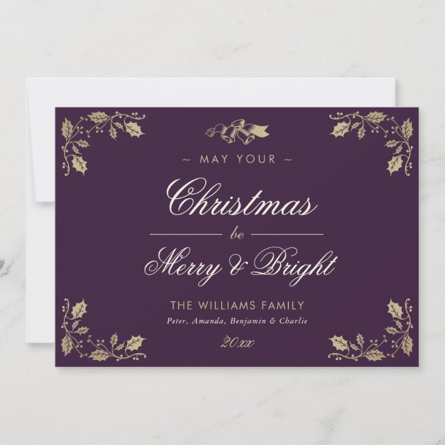 Cartes de Noël élégantes Vintage violet (Devant)
