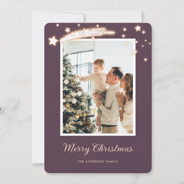 Cartes de Noël élégantes violettes photo (Devant)