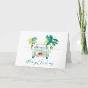 Cartes de Noël en aquarelle Plage tropicale