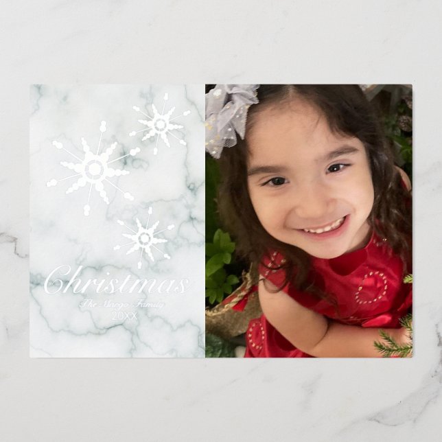 Cartes de Noël en marbre Joyeux Noël Photo Pressée (Recto)