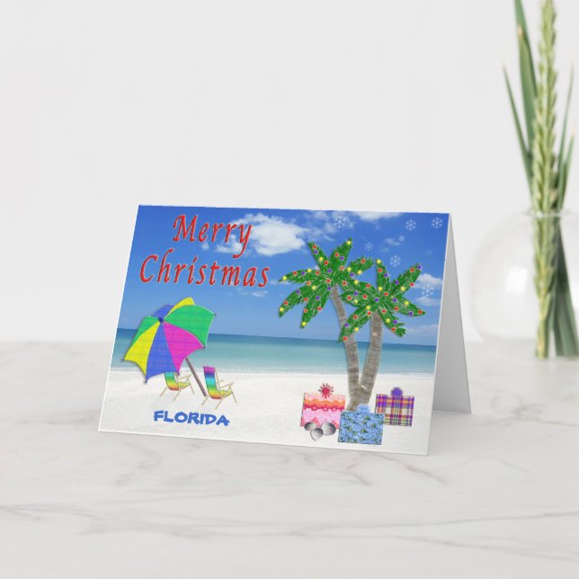 Cartes de Noël Floride Plage et palmiers (Devant)