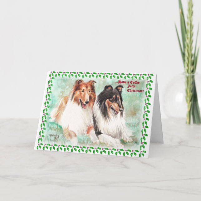 Cartes de Noël gaies de colley (Devant)