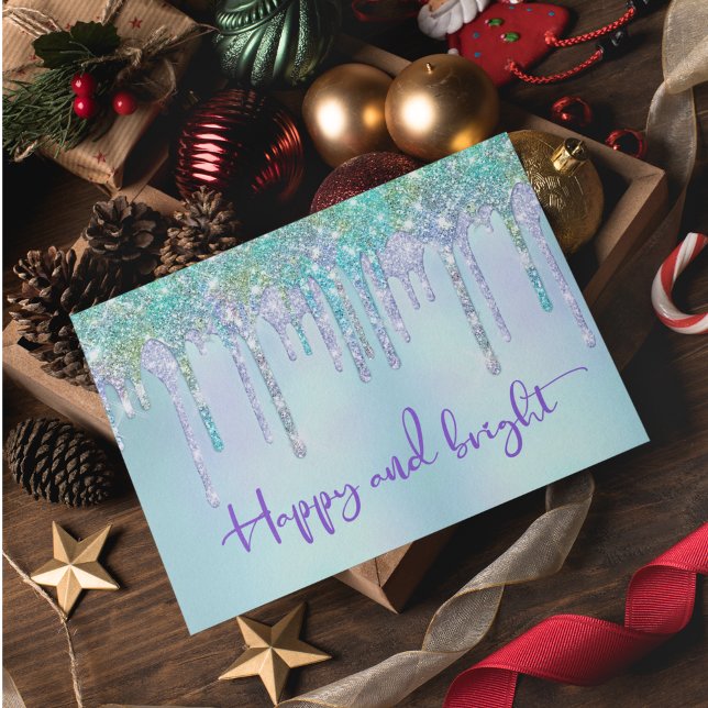 Cartes de Noël graphiques tendance turquoise paill (Créateur téléchargé)