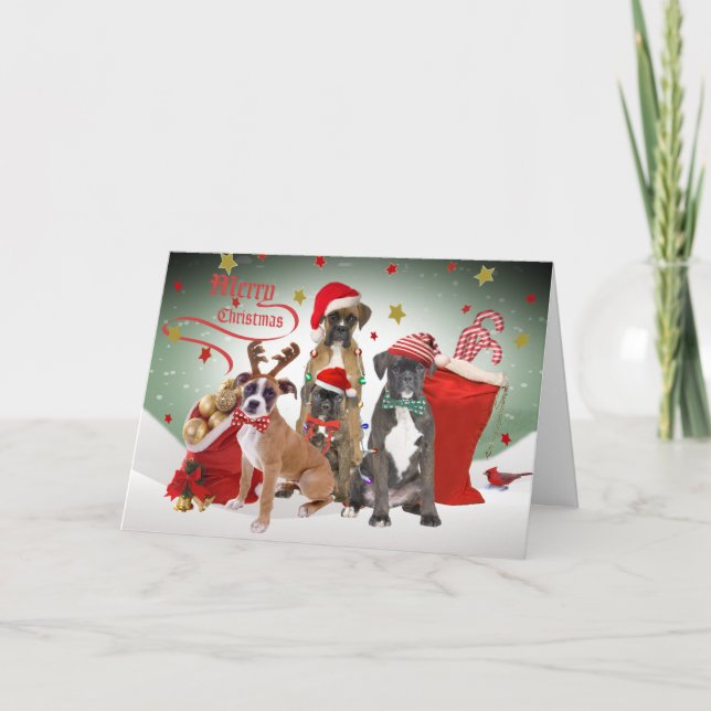 Cartes de Noël Joyeuses Boxe (Devant)