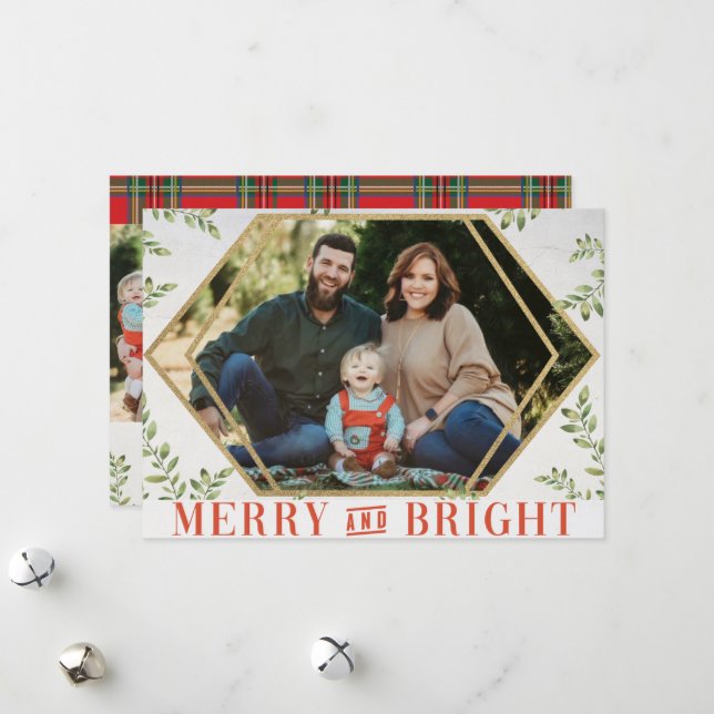 Cartes de Noël Joyeuses et Géométriques Lumineuses (Devant/Arrière en situation)