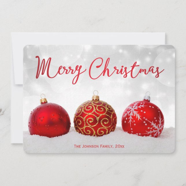Cartes de Noël Joyeuses sur mesure Rouge Décor (Devant)