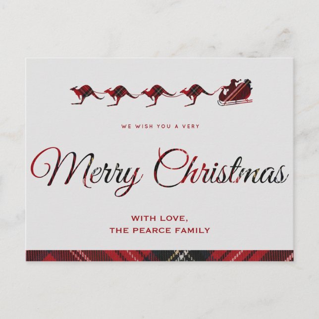 Cartes de Noël Kangaroo, Santas Sleigh Australien (Devant)