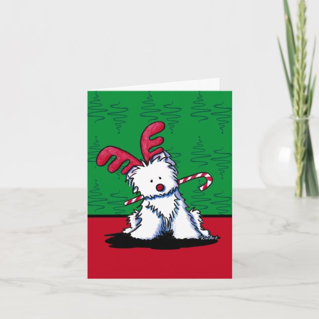Cartes de Noël KiniArt Westie (Devant)