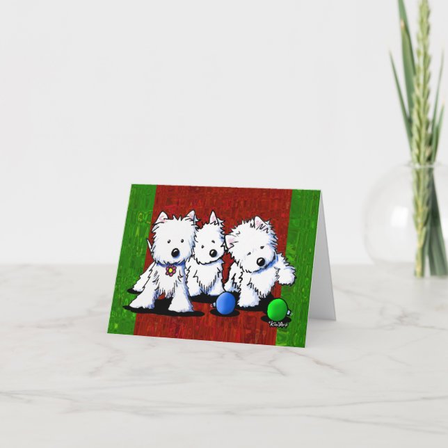 Cartes de Noël KiniArt Westie Trio (Devant)