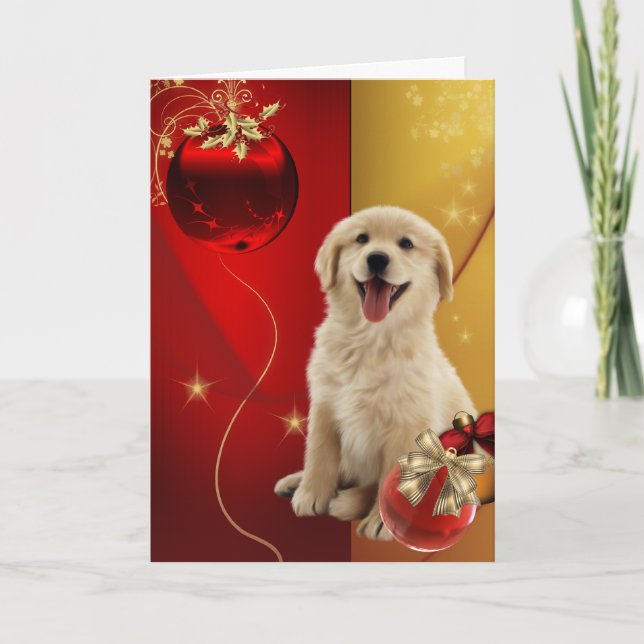 Cartes de Noël Labrador Golden Retriever (Devant)