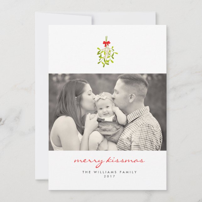 Cartes de Noël Merry Kissmas Mistletoe (Devant)