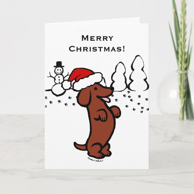 Cartes de Noël mignonne Père Noël Dachshund (Devant)
